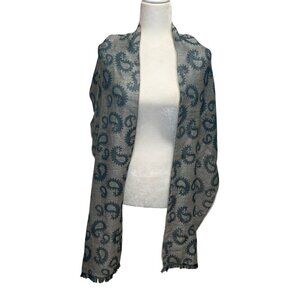 Alpaca Blankets Gray/Blue Lightweight Soft Paisley Alpaca Scarf Wrap Women's OS
